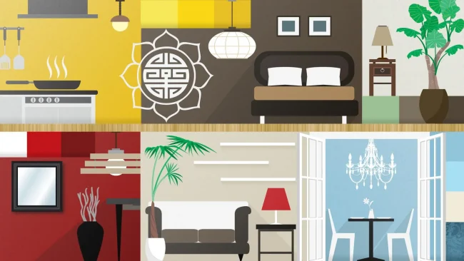 ilustración de diferentes partes de una casa