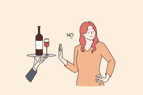mujer diciendo no al alcohol